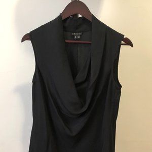 Theory drape cowl neck sleeveless black silk top